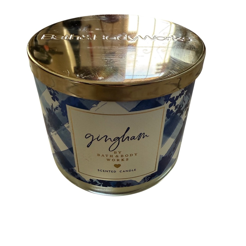 New Bath & Body Works White Barn GINGHAM 3 Wick 14.5‎ Oz Scented Candle